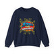 Sweat-shirt bleu marine avec une illustration style comics Jésus est mon superhéros.