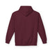 Vue arrière d'un sweat à capuche pour femme de couleur bordeaux avec une coupe décontractée.