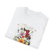 T-shirt blanc pour femme orné d'une illustration florale vintage et du mot Créée.