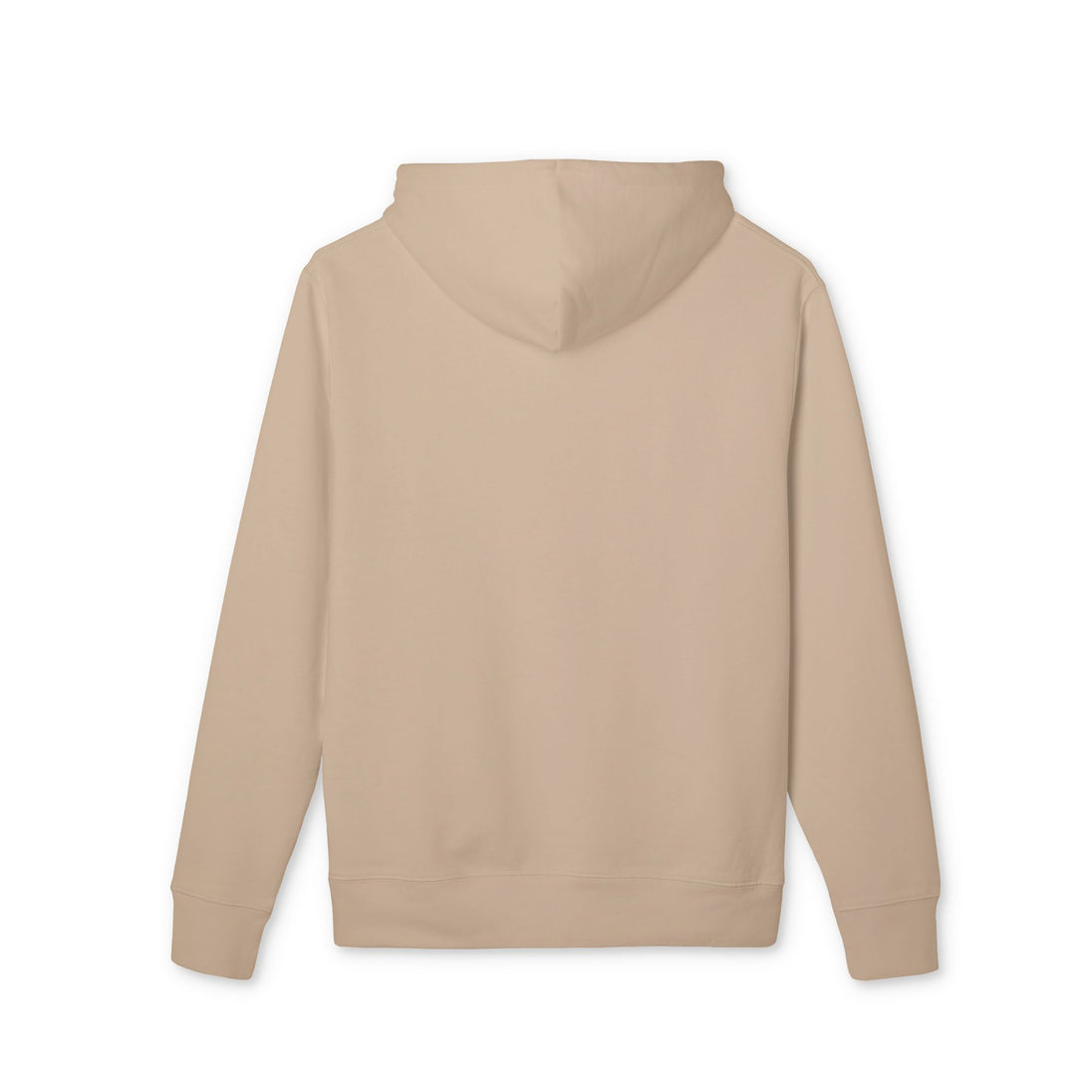 Sweat à capuche beige uni pour homme avec une poche kangourou, vu de dos.