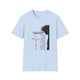 T-shirt bleu clair pour femme avec une illustration de couronne d'épines et des textes religieux.