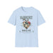 T-shirt bleu clair pour homme avec un motif central représentant un cœur floral et religieux.