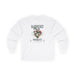 T-shirt blanc à manches longues pour femme avec un motif floral en forme de cœur et texte.
