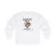 T-shirt blanc à manches longues pour femme avec un motif floral en forme de cœur et texte.