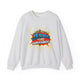 Sweat-shirt gris chiné avec une illustration style comics Jésus est mon superhéros.