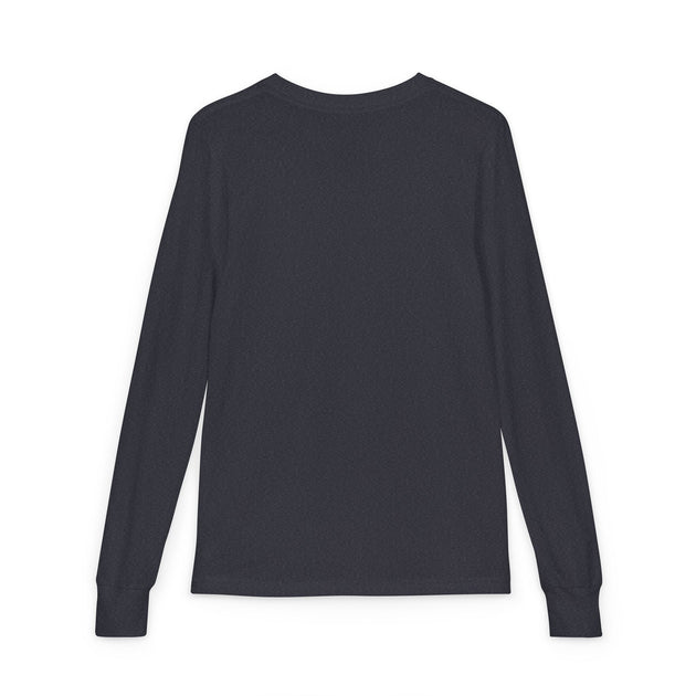 T-shirt à manches longues pour enfant de couleur gris anthracite avec poignets côtelés.