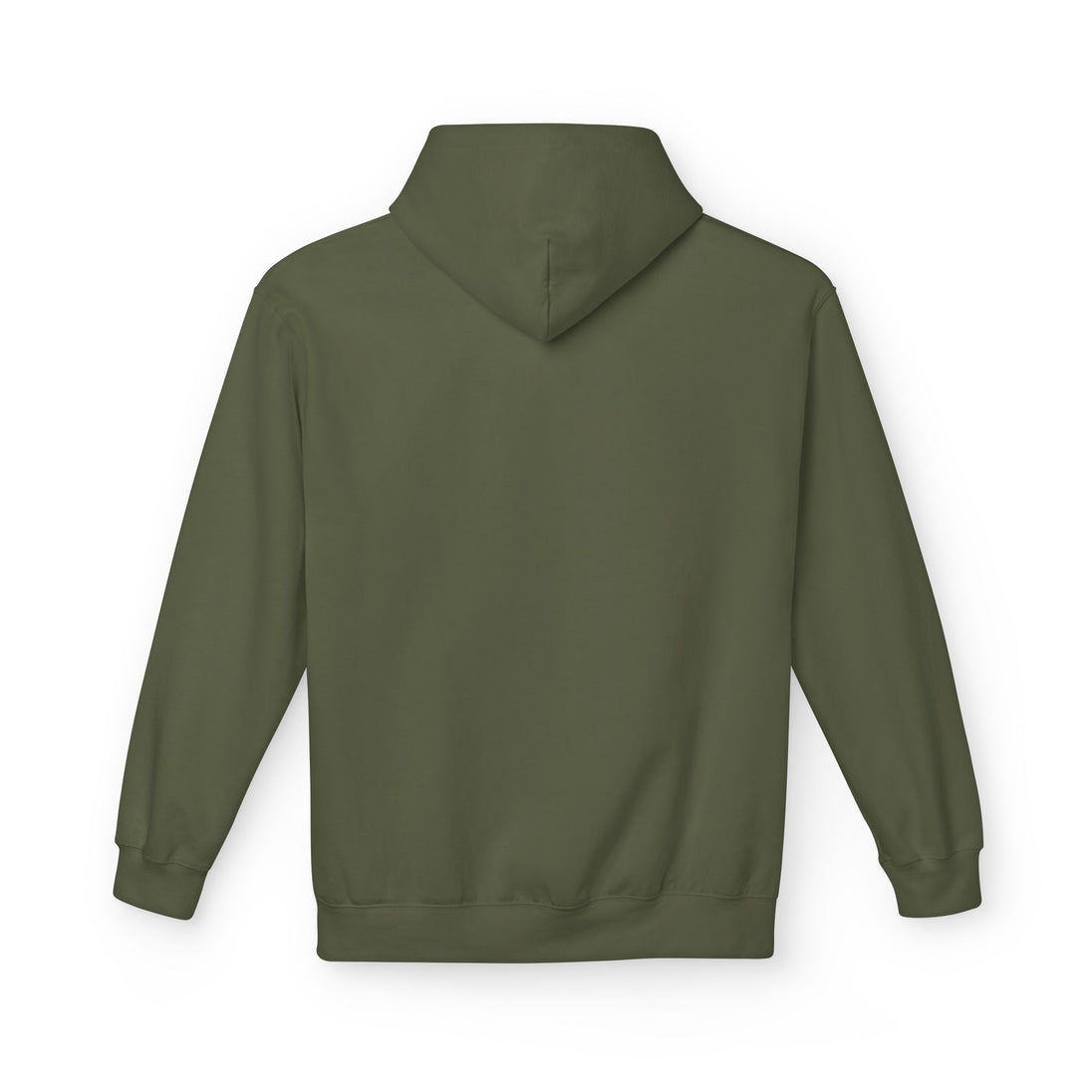 Sweat à capuche uni pour femme de couleur vert olive, vu de dos.