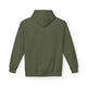 Sweat à capuche uni pour femme de couleur vert olive, vu de dos.