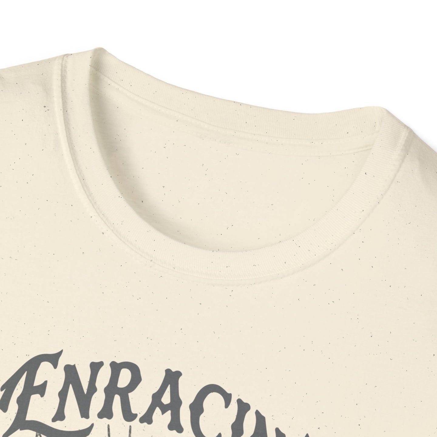 T-shirt femme beige chiné à col rond avec l'inscription Enraciné en Christ.