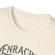 T-shirt homme beige chiné à col rond avec une inscription sombre sur la poitrine.