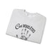 Sweat-shirt gris chiné plié avec l'inscription Car vous êtes et une empreinte de main noire.
