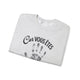 Sweat-shirt gris chiné plié avec l'inscription Car vous êtes et une empreinte de main noire.