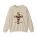 Sweat-shirt beige pour femme orné d'une croix florale avec une colombe et l'inscription chrétienne.
