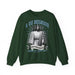 Sweat-shirt vert foncé avec une illustration religieuse et le texte Il est ressuscité.