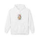 Sweat à capuche blanc pour femme avec un motif floral et l'inscription Créée avec un objectif.