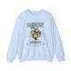 Sweat-shirt bleu clair avec un motif de cœur floral et le texte Magnifiquement Brisée.