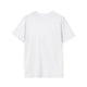 T-shirt blanc pour femme à manches courtes et col rond, présenté de dos sur fond blanc.