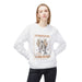Sweatshirt blanc pour femme avec illustration chrétienne 'Les Maths de Dieu' et motif de poissons.