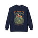 Sweat-shirt bleu marine pour femme avec un motif de paon et le texte biblique Romains 12:2.