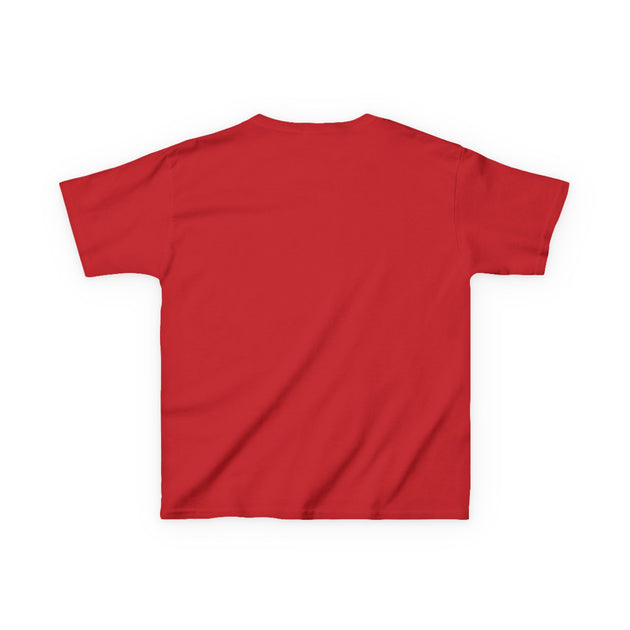 T-shirt pour enfant de couleur rouge uni vu de dos.