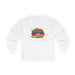 T-shirt blanc à manches longues pour homme avec un motif graphique inspiré des bandes dessinées.