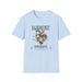 T-shirt bleu clair pour femme avec un motif de cœur floral et des papillons imprimé sur le devant.