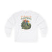T-shirt blanc à manches longues avec un paon et le texte Mais Soyez Transformés.