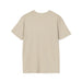 T-shirt femme beige à manches courtes présenté de dos sur un fond blanc.