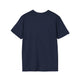 T-shirt pour femme bleu marine à manches courtes et col rond, vu de dos.