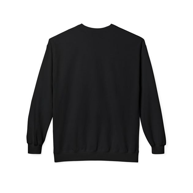 Sweat-shirt noir pour femme à manches longues et col rond, présenté de dos.