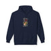 Sweat à capuche bleu marine pour femme avec un motif floral et l'inscription Créée avec objectif.