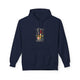 Sweat à capuche bleu marine pour femme avec un motif floral et l'inscription Créée avec objectif.
