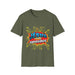 T-shirt vert olive pour homme avec un motif style bande dessinée Jésus est mon superhéros.