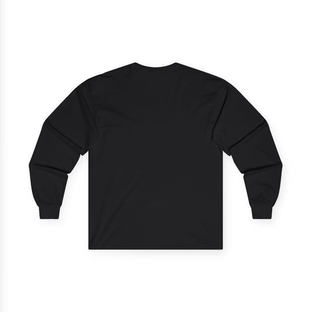 Vue arrière d'un t-shirt noir à manches longues pour homme avec une coupe classique.