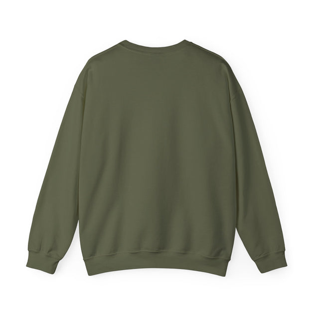 Sweat-shirt à col rond pour homme de couleur vert olive, présenté de dos.