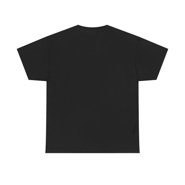 Dos d'un t-shirt chrétien noir pour homme en coton épais, coupe classique et col rond.