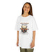 T-shirt blanc enfant avec cerf et texte biblique Psaume 42:2 en français.
