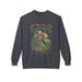 Sweat-shirt gris foncé pour femme avec un motif de paon et le texte biblique Romains 12:2.