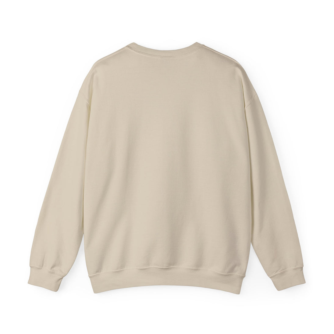 Sweatshirt pour homme de couleur beige uni, présenté de dos sur un fond blanc.