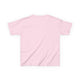 T-shirt pour enfant de couleur rose uni vu de dos.