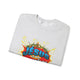 Sweat-shirt gris plié avec un motif coloré représentant une couronne d'épines et le texte Jésus.