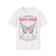 T-shirt blanc pour homme avec un papillon et le texte biblique sur la nouvelle création en Christ.