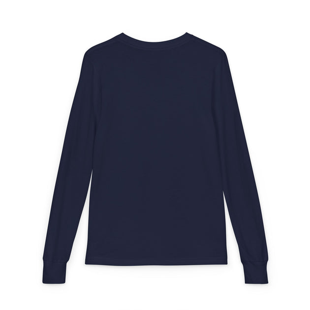 T-shirt à manches longues pour enfant de couleur bleu marine, vu de dos.