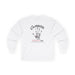 T-shirt blanc à manches longues avec une empreinte de main et un texte religieux en français.