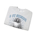 Sweatshirt gris chiné plié avec l'inscription bleue Il est ressuscité et une image de Jésus.