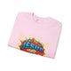Sweat-shirt rose plié avec une illustration style comics représentant une couronne d'épines.