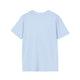 T-shirt bleu clair à manches courtes pour homme, vu de dos sur fond blanc.