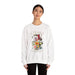 Sweatshirt blanc femme avec illustration florale vintage et texte Créée pour un Objectif.