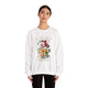 Sweatshirt blanc femme avec illustration florale vintage et texte Créée pour un Objectif.
