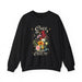 Sweat-shirt noir pour femme orné d'un motif floral vintage et de l'inscription Créé avec un objectif.